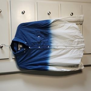 Chambray dip dye button down‎
